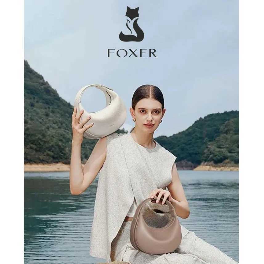FOXER Womens Shoulder Bag PU Leather New Lady Crescent Underarm Bag Fashion Minimalist Crossbody Bag for Daily Casual Outfit H260306