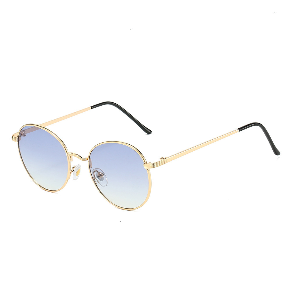 New round retro unique metal sunglasses, classic and fashionable multi-color dazzling sunglasses