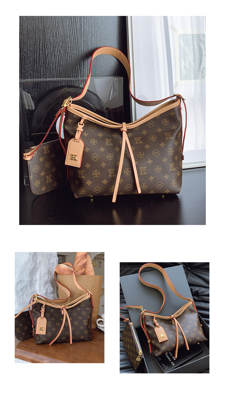 High-end handbag, new large-capacity shoulder crossbody bag, retro-fashion printed mother-daughter bag, designer shoulder bag, simple casual underarm 