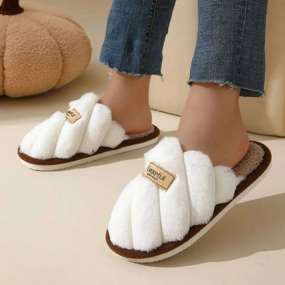 Winter Warm Plush Women Non Slip Soft Comfort Flat Heel Indoor Bedroom Couple's Slippers for Home Shoes