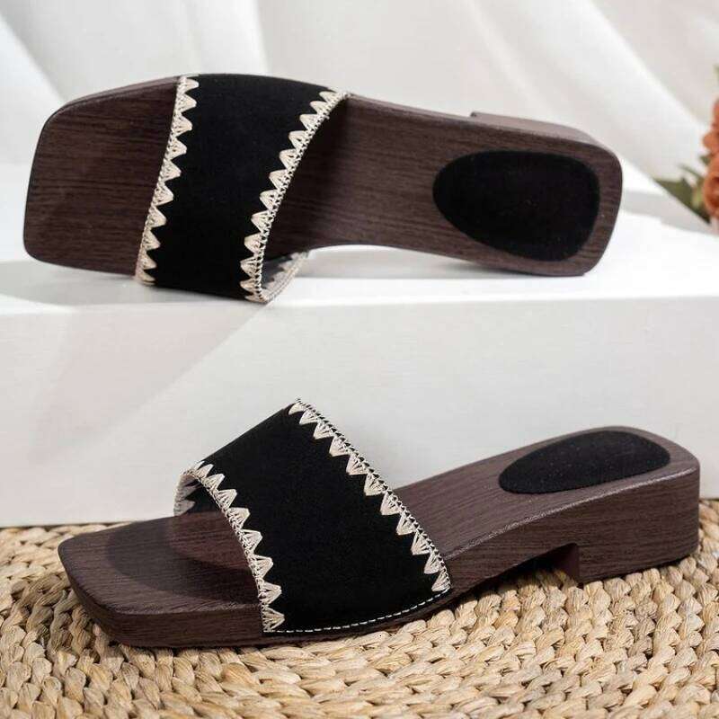 2026 Summer Retro Straw Flat Chunky Platform Slip-on Slipper Sandals Walking Comfy Leisure Beach Fashion Shoes