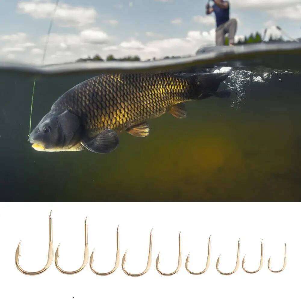 20Pcs/Pack Hooks Golden Single Fishhooks Jig Barbed Hook Carp Sea Fishing Accessorie Tackle High Carbon Steel Y260305