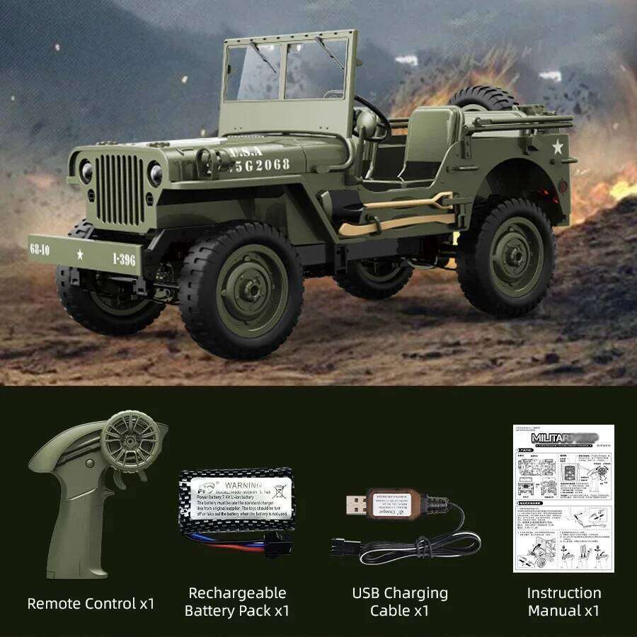 JHD FOR JJRC Rc Car 1:10 JEEP MB 2.4g 4wd RTR Crawler Climbing Scale Military Truck Offroad Vehicle C8815 Adult Toy Gift C260305