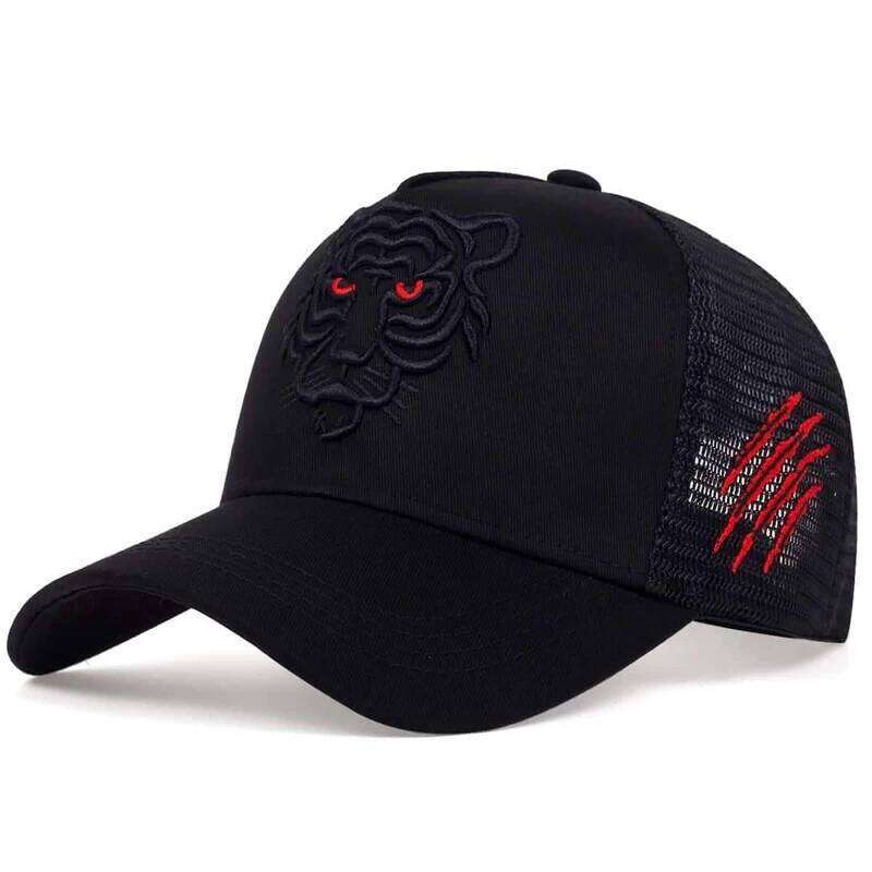 Unisex Tiger Head Embroidery Baseball Net Caps Spring and Autumn Outdoor Adjustable Casual Hats Sunscreen Hat Sports Golf Cap Y260304