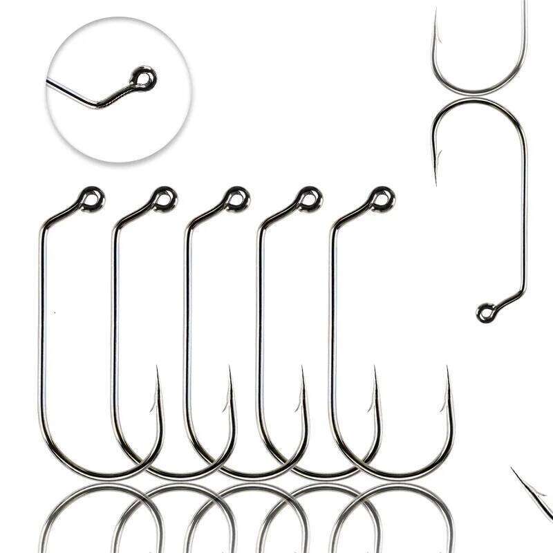 15pcs High Carbon Steel Jig Fishing Hooks 60 Degree Offset Eye Shank for Saltwater Bass Jigging - Black Nickel Finish Strong S260305