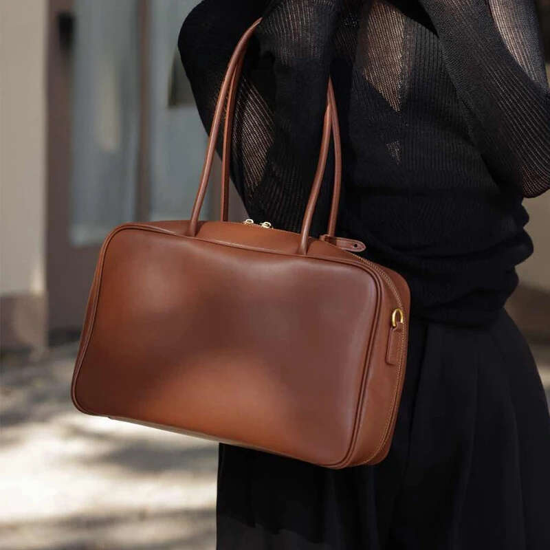 Genuine Leather Fashion Women Shoudler Black Bags Luxury Ladies Crossbody Cowhide Brown Large Bag Female Handbags Coffe Xiu Lai Si