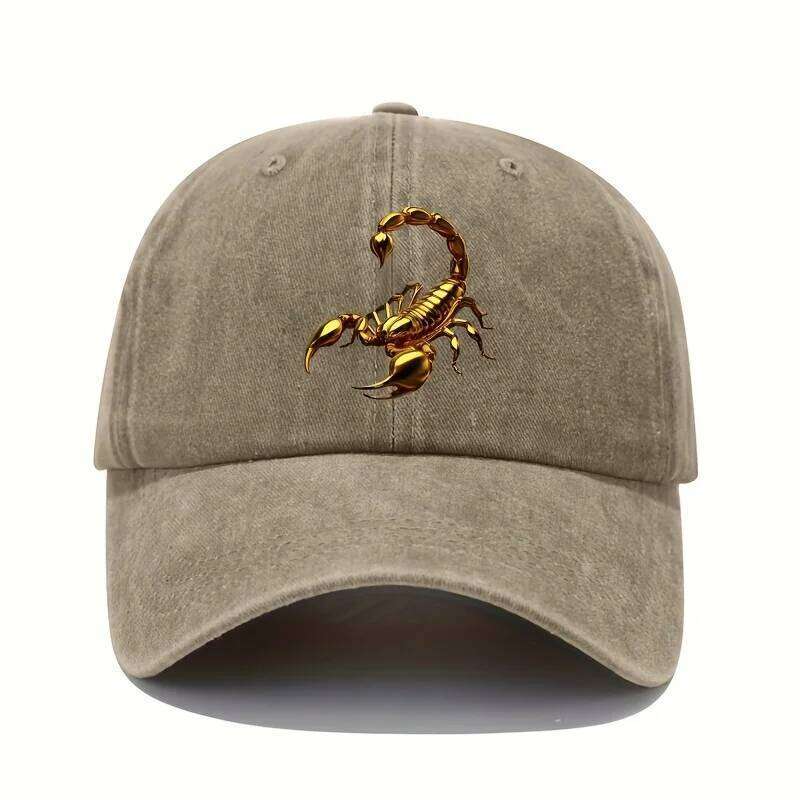 Golden Scorpion Printed Baseball Retro Lightweight Washable Hat Adjustable for Men Y260304