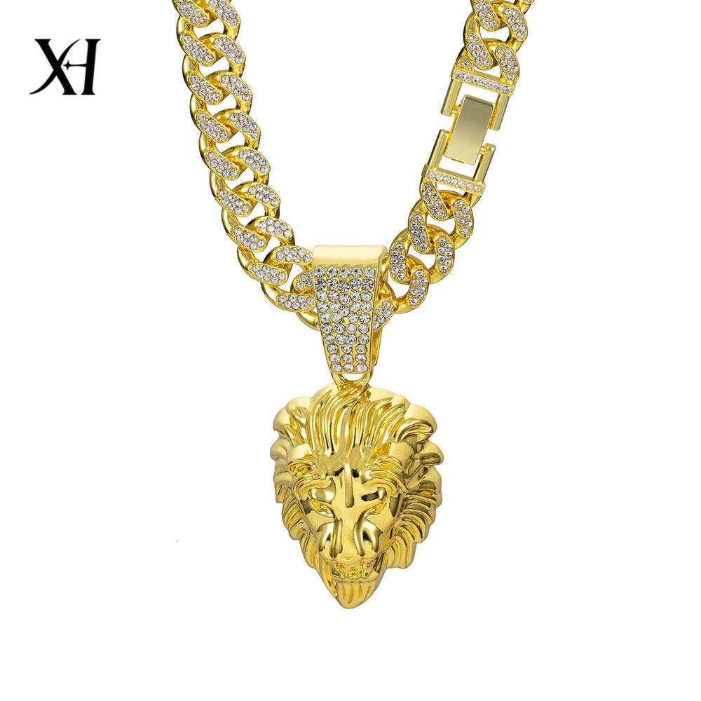 Classic Lion Head Necklace TEMU Amazon Hot Sale Miami Cuban Chain High-Quality Electroplating Quality Assurance