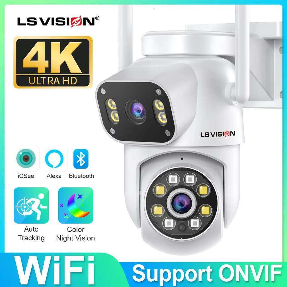 LS VISION 8MP 4K PTZ Wifi Dual Lens Wireless Outdoor Surveillance Ai Human Detect Security IP Camera Auto Tracking 26W0306