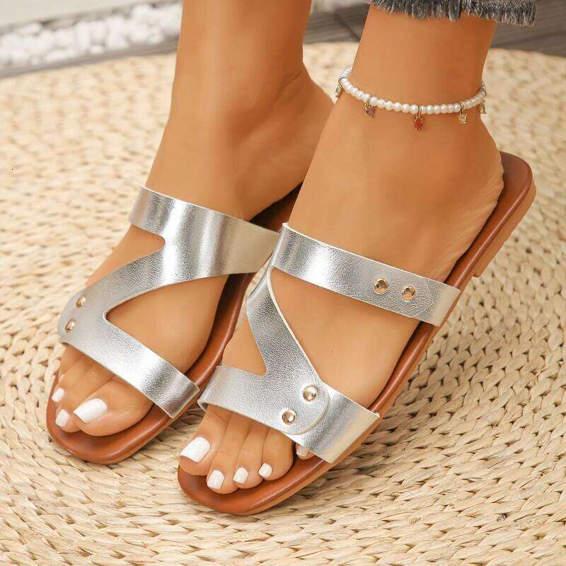 2025 New Women's Comfortable Anti slip Wear resistant Flat Slippers Outdoor Fashion Retro Casual Sandals