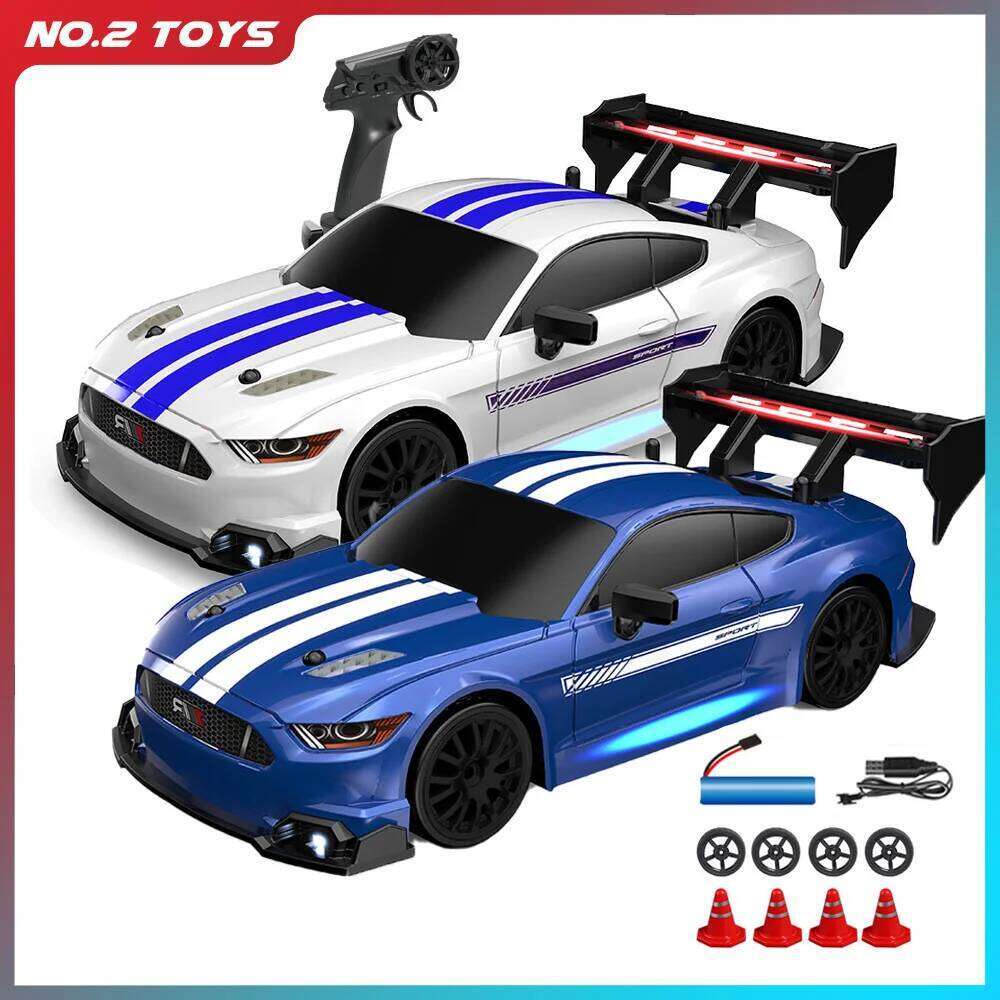 1/24 RC Drift Cars High Speed Vehicle Mustang 4WD Remote Control Racing Toy Boys Competition Race Car Gift Replaceable Tire C260305