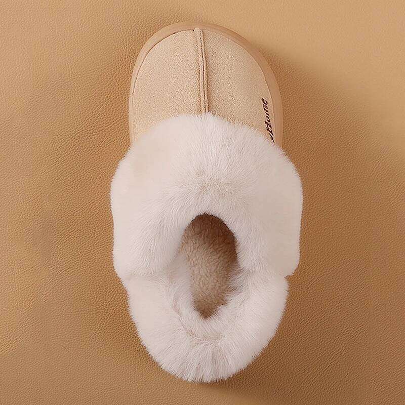 Litfun Winter Plush Lining Women's Thick Bottom Soft Sole Home Anti-slip Warm Slides Cozy Fur Ourtdoor Slippers
