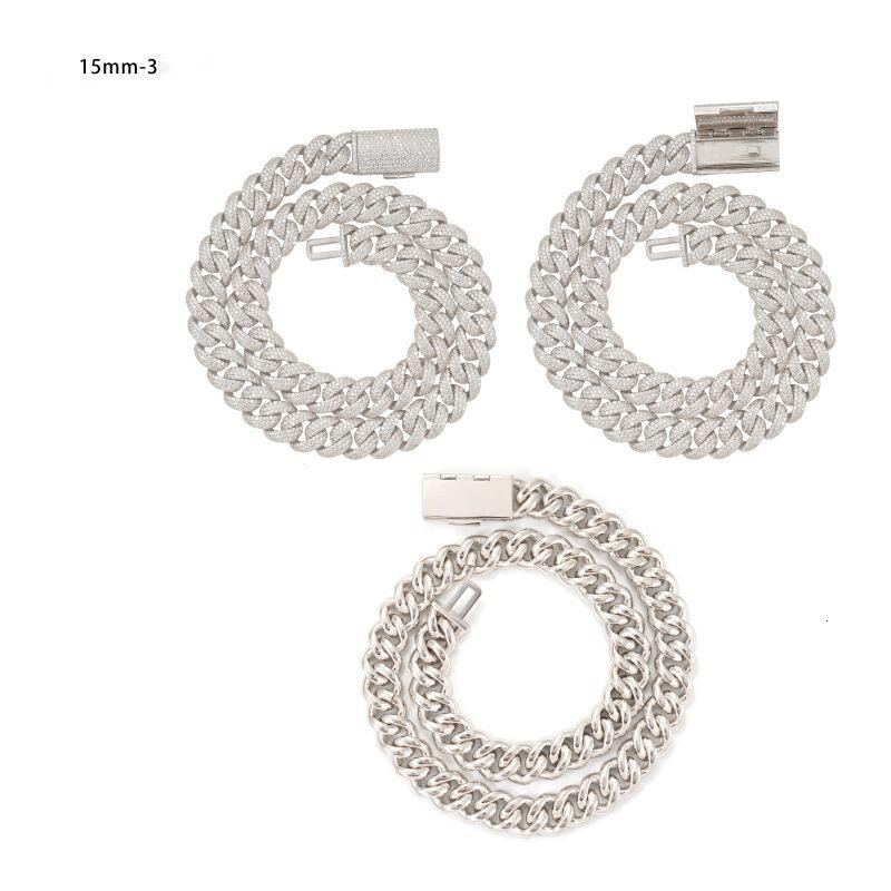 Mens 15mm Full-Encrusted Three-Row Diamond Hip-Hop Cuban Bracelet S925 Silver VVS Moissanite Bestseller