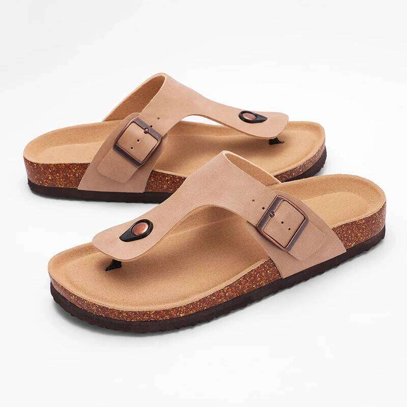 LItfun 2024 New Women Beach Breathable Non-Slips Flip Flops Fashion Cork Slippers With Arch Support Female House Sandals