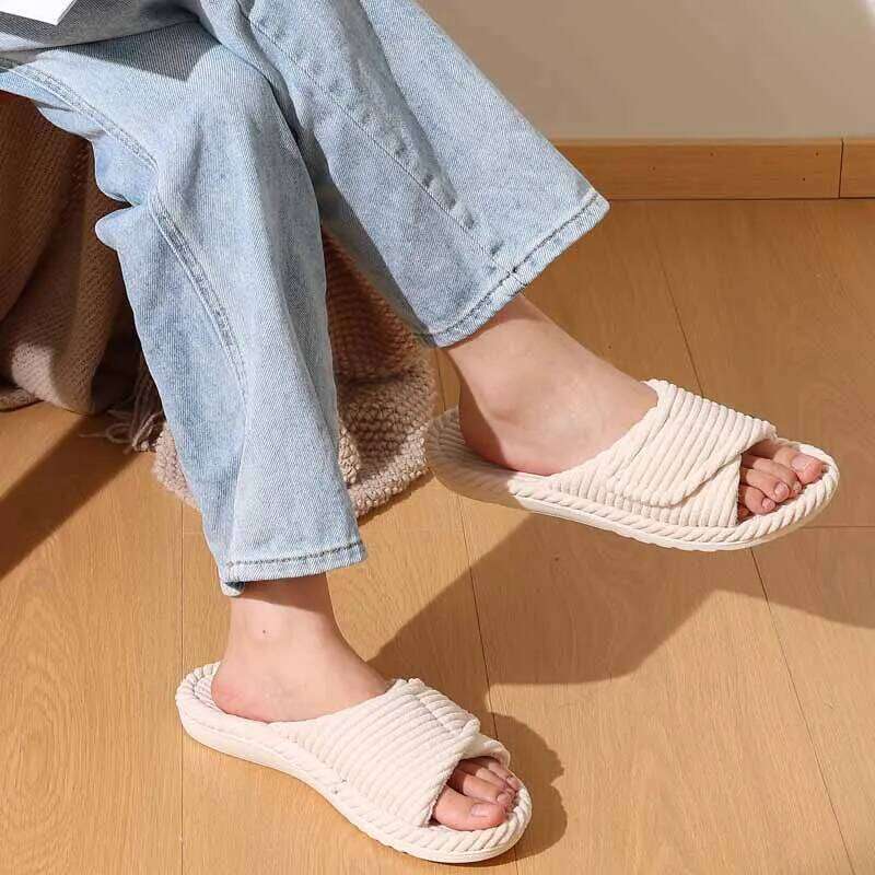LItfun Fuzzy House Women Four Season Warm Cotton Slippes Open Toe Bedroom Slides Outdoor Faux Fur Lining Plush Slippers