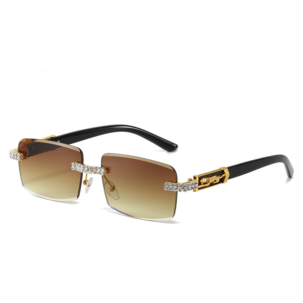 Luxury Diamond Inlaid Sunglasses Fashion Trend Diamond Cutting Edge Square Outdoor Bicycle Sunglasses Hip Hop Designer Sunglasses Street Style Sunglas