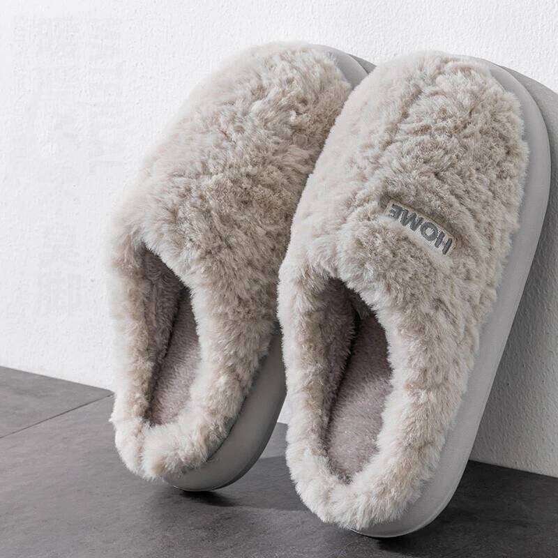 Litfun Winter Plush Lining For Women New Indoor Slip On Casual House Slides Fuzzy Comfy Women's Cotton Slippers