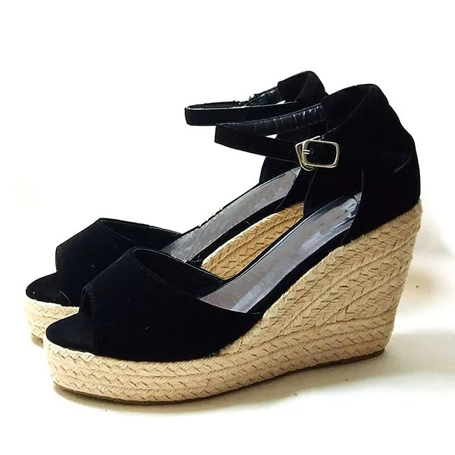 01 Espadrilles Women Wedges Peep Toe Sandals Platform Ankle Strap High Heel Shoes Female Pumps Beach Wedding Ladies Sandals 260305