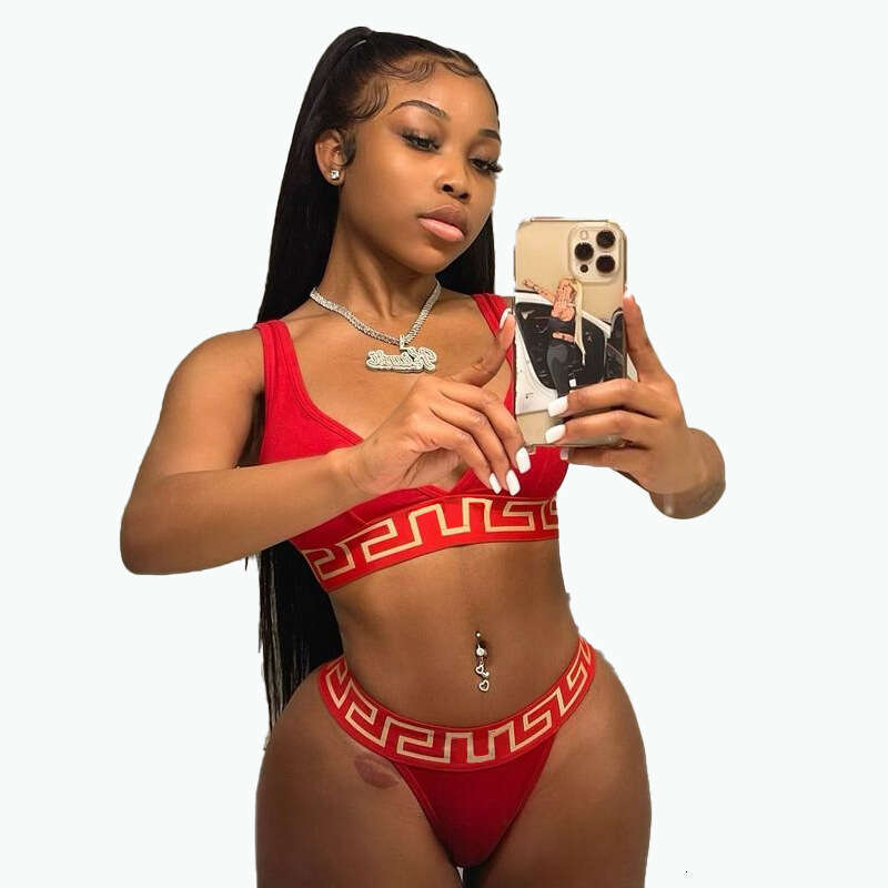 European and American women's fashion cross-border printed sexy tight-fitting trendy bikini swimsuit two-piece set