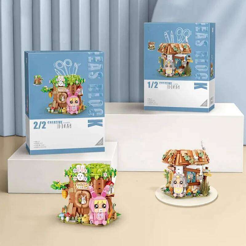 Creative Pen Holder Model Building Block DIY Tree Trunk House Assembled Ornaments Toys Gifts for Adults and Children Z260306