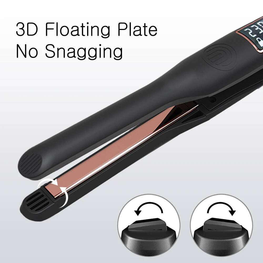 Curler 450F Pencil Flat Iron 10mm Titanium Thinnest Narrow Mini Straightener for Beard Short Hair Styling Tool 26Y0306