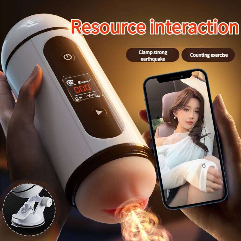 Man Masturbator Automatic Sucking Masturbation Cup for Male Deep Throat Oral Vagina Suction Blowjob Vibrating Sex Machine W260305