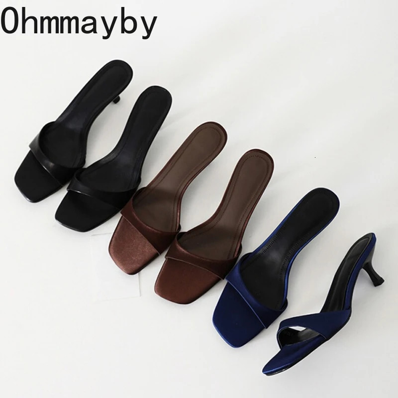 Summer Fashion Women Open Toe Slippers Fashion Slip On Ladies Comfort Outdoor Thin Heel Dress Slides 260303
