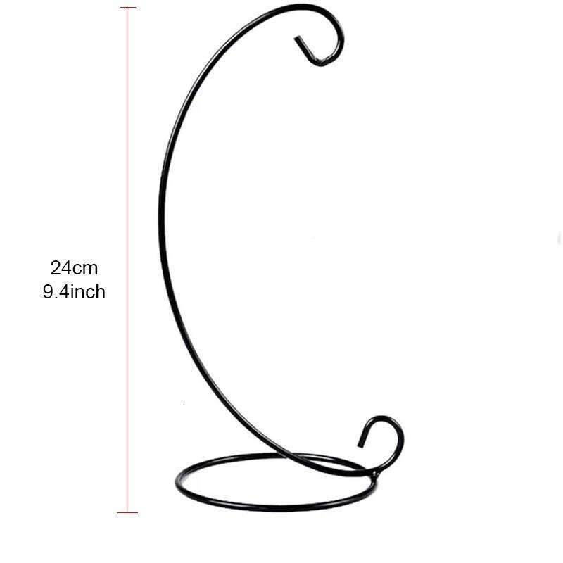 1PC Ornament Display Stand,24cm Black white Iron Hanging Stand Rack Holder with Glass ball,for Christmas and Wedding Decoration XJ260305