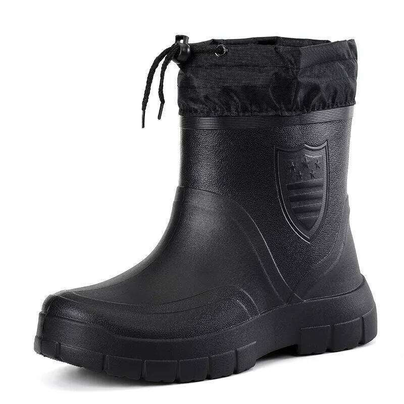 Large Size Autumn Winter Fashionable Cotton Low Cut Fleece Lightweight Waterproof Windproof Anti Slip Warm Rain Boots