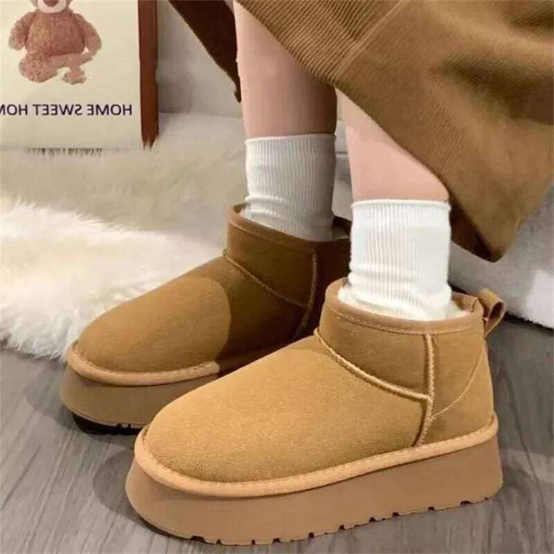 2025 New Women's Winter Ankle - Fashion Comfortable Platform Warm Fur-Trimmed Short Boots for Ladies