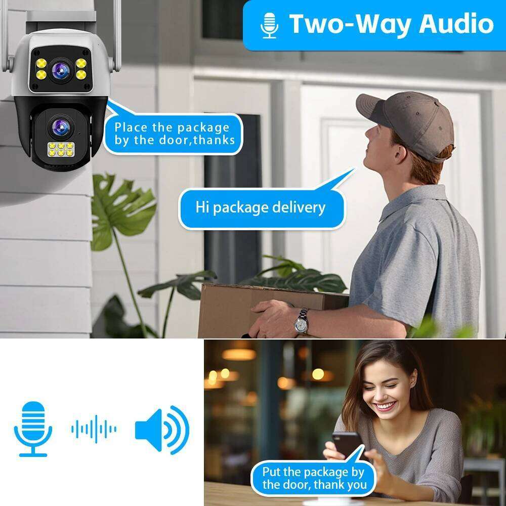 RDV V380 Pro 8MP WIFI/4G PTZ Outdoor Screen AI Human Detection Dual Lenses Security Protection IP Camera Two-way Audio 26W0306