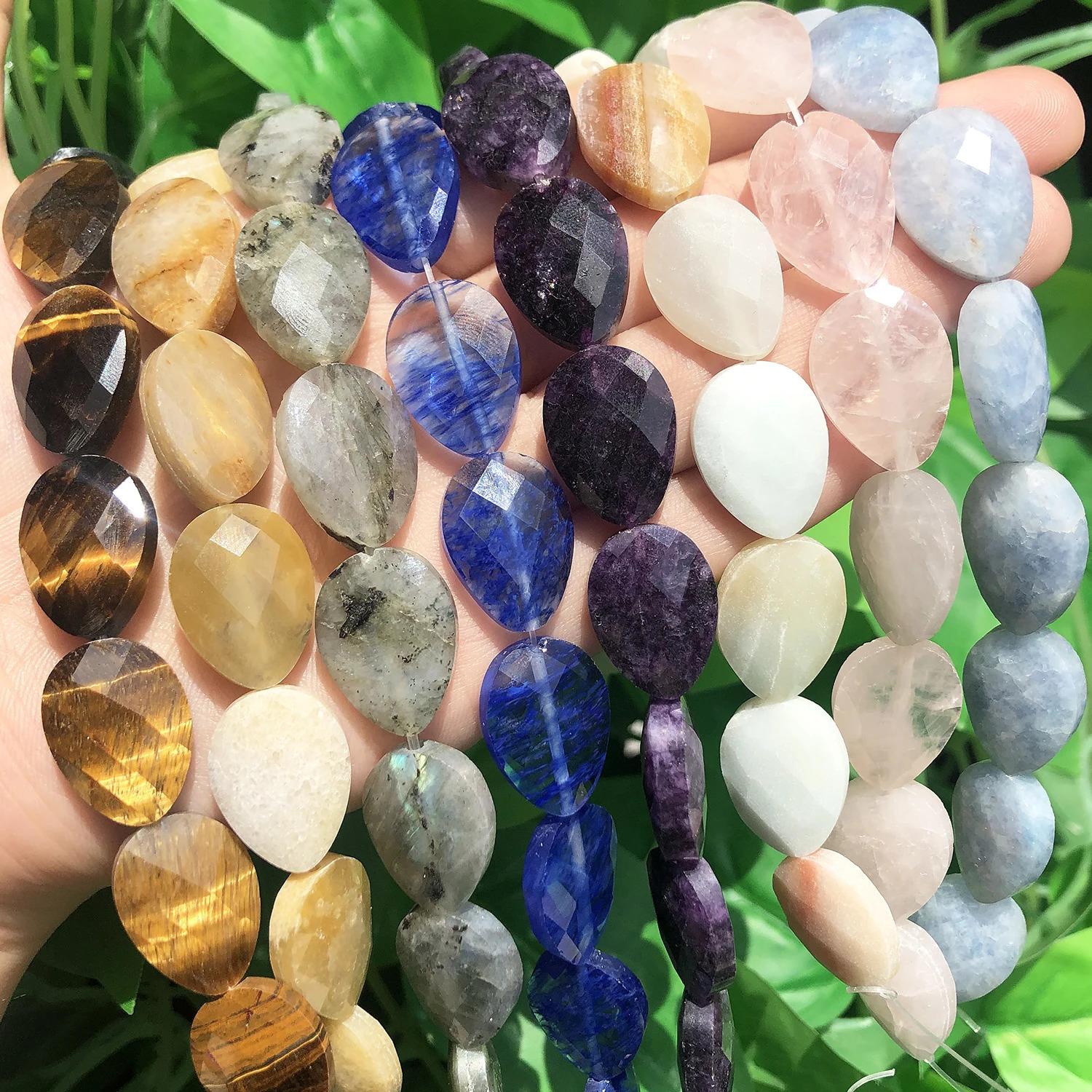 Natural Faceted Amethysts Labradorite Aventurine Tiger Eye Water Drop Shape Stone Beads DIY Charm For Jewelry Making Bracelet 260302