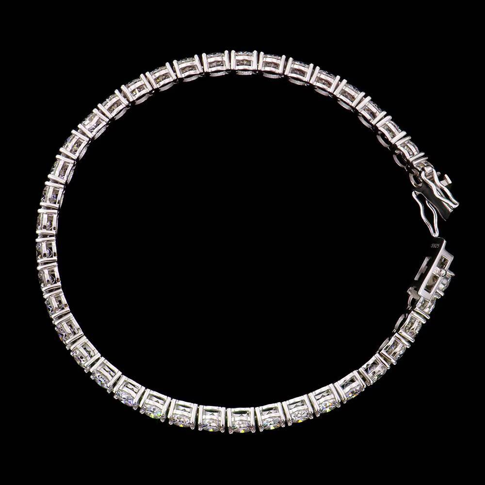 2mm-6mm VVS Lab Grown Moissanite Hip Hop Chain Link Tennis Bracelet 925 Sterling Silver Gold Plated Unisex Jewelry