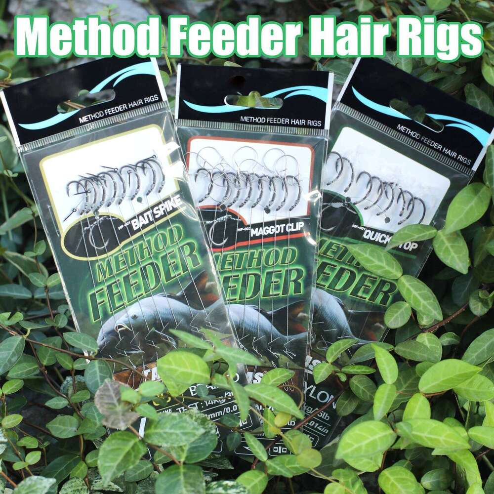 8PCS Premium Method Feeder Rig Bait Spike,Maggot Clip,Quick Stop - Pre-Tied, Strong Line Hair Rig, Sharp Hooks for Carp Fishing S260305