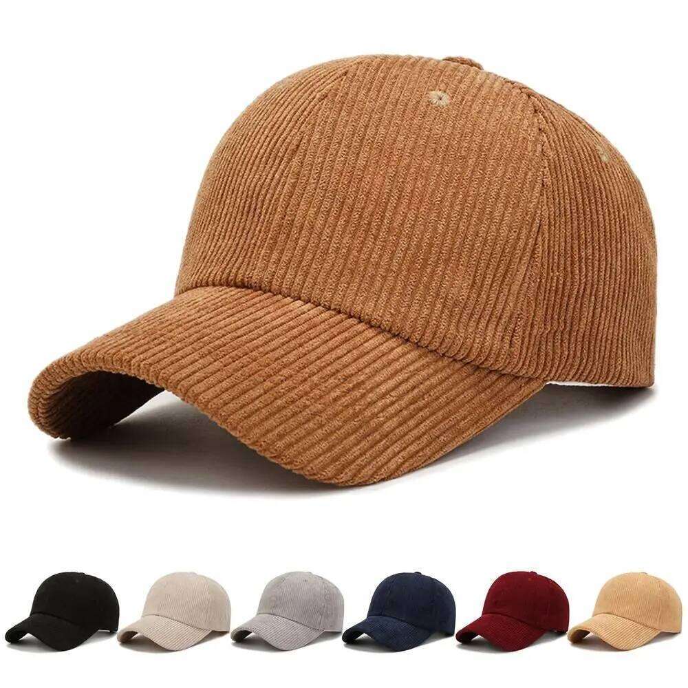 Unisex Corduroy Baseball Adjustable Sun Hat Hip Hop Cap Men Y260304