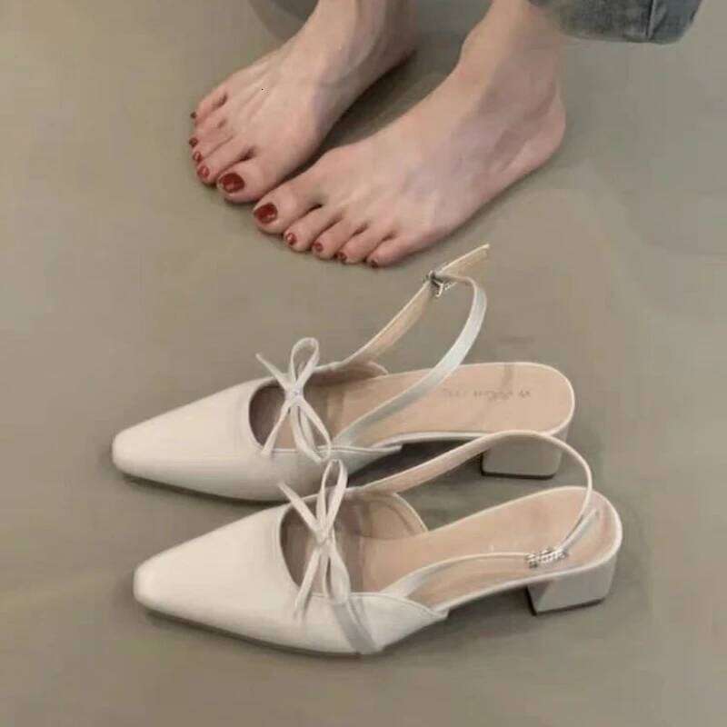 Bow Strap Women's 2025 Summer New Fashion Shoes for Design Open Toe Thick Heel Outdoor Slippers Ladies Zapatillas Mujer