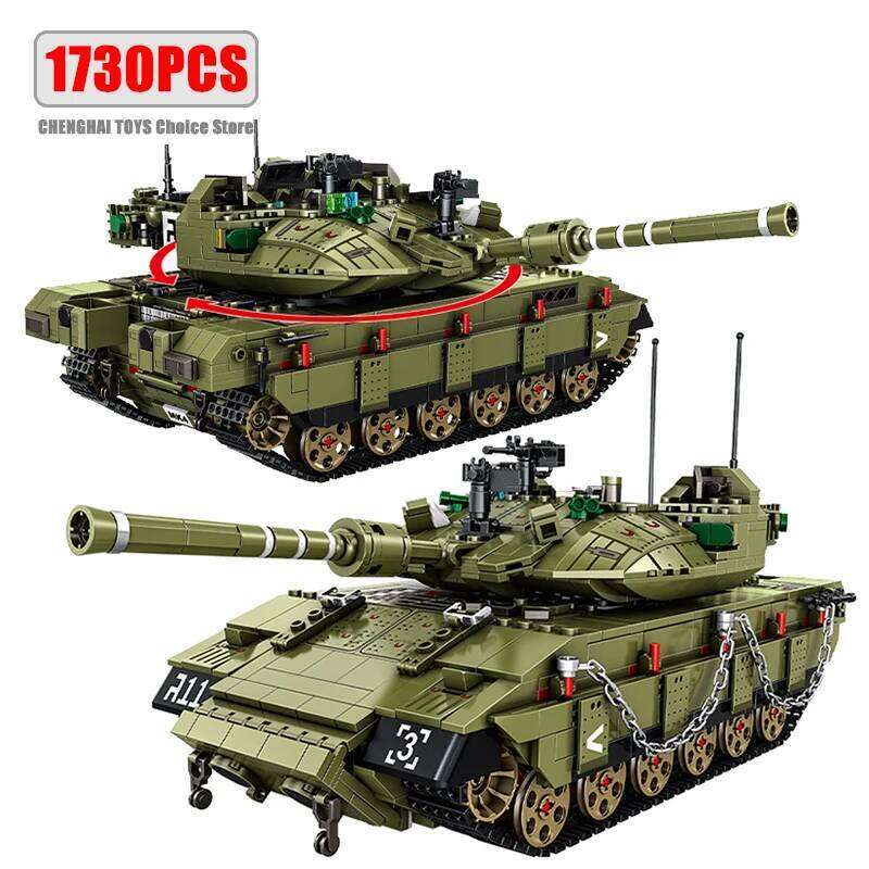 WW2 Military Leopard 2A4 Battle Tank Series Building Blocks Brick Model MOC Army Weapon Boy Set Kid Toy Childrens Christmas Gift Z260306