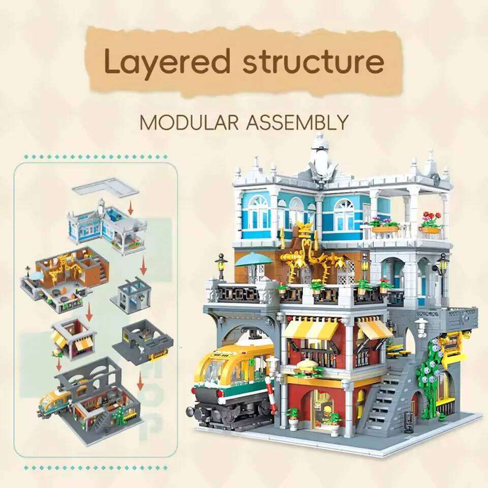 3289PCS Burger Shop Building Blocks House Model With Light City View Street Scence Subway Bricks Toys Kids Girls Adult Gifts Z260305