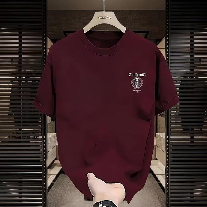 New High-quality men's short-sleeved T-shirt American casual style summer round neck printed breathable versatile top