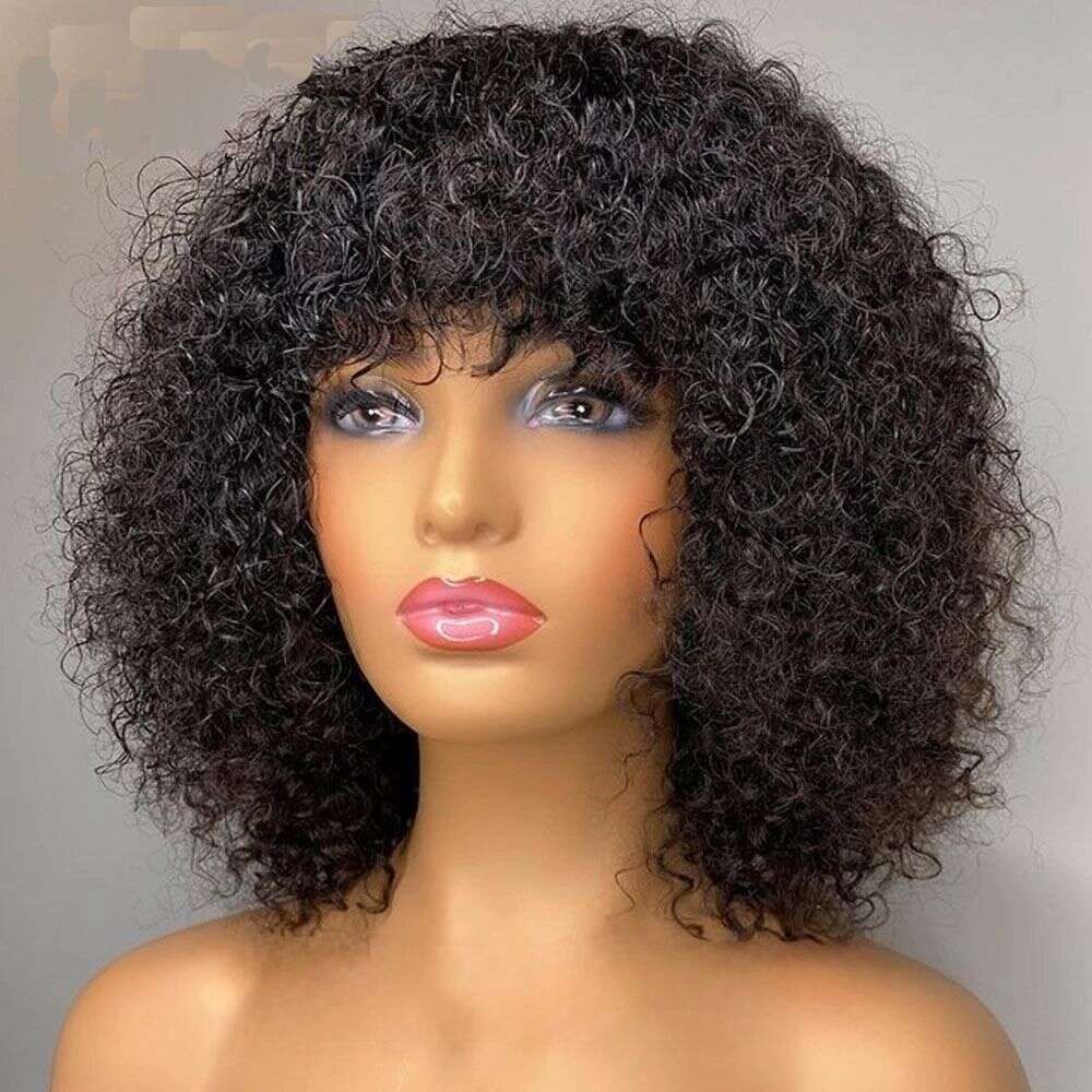 Foreign Trade European And American Women's Black African Small Afro Wig, Medium-Long Hair, Short Curly Hair SHXI