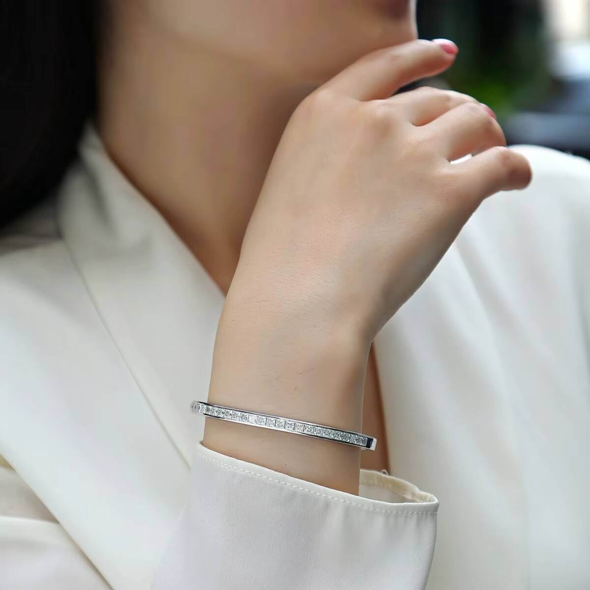 Multi-style Moissanite Cuff Bracelet Fashion Fine Jewelry 925 Sterling Silver Micro Insert VVS1 GRA Moissanite Bangles for Women