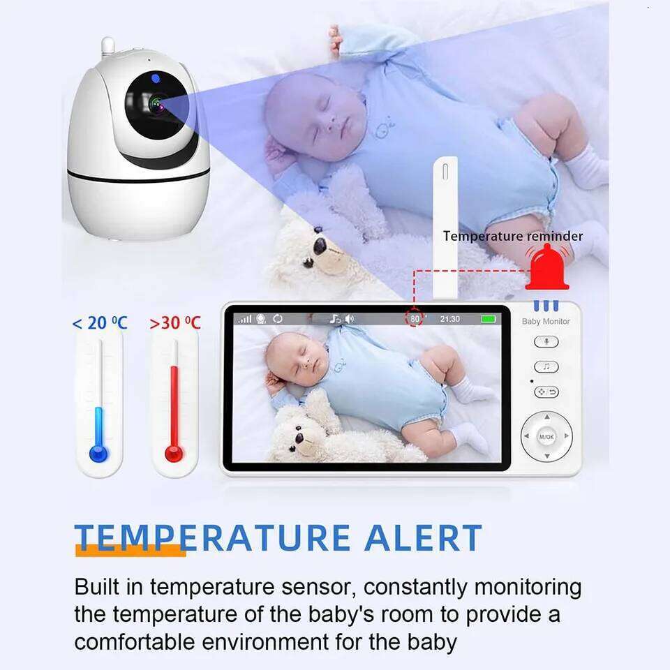 5 Inch Video Baby Monitor With Camera PTZ Zoom Babyphone Cam Security Protection Surveillance Cameras Temperature Sensor Lullaby 26W0306