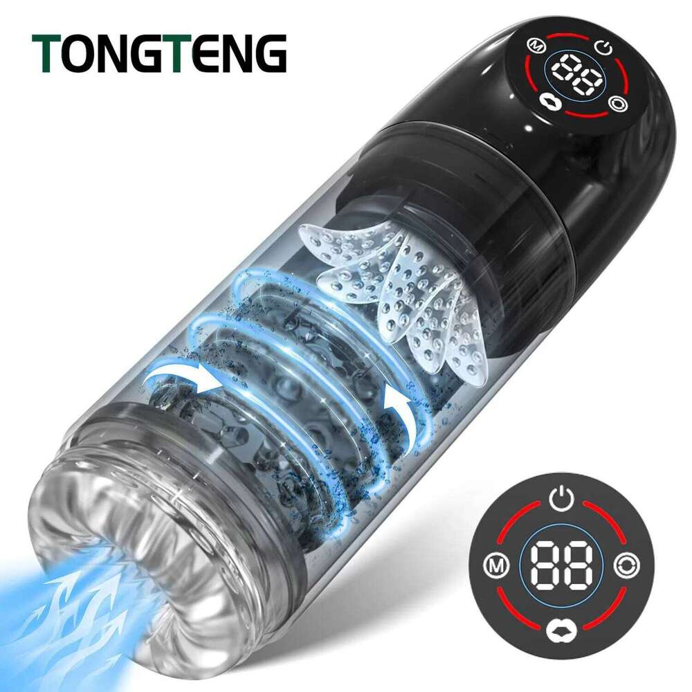 Automatic Male Masturbator Sex Toys for Men Penis Pump Blowjob Machine with 7 Rotating Sucking & Licking Modes Pocket Pussy W260305