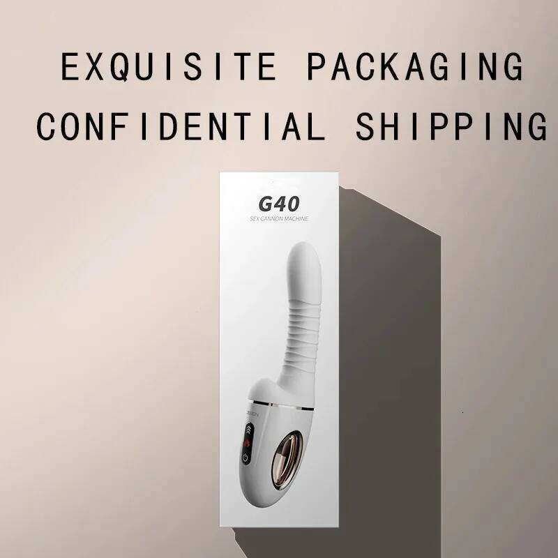 G40 Cannon Machine AI Version G Spot Massager 10 Frequencies Telescopic Dual Heads Vibration Heating Handheld Adult Sex Toys W260305