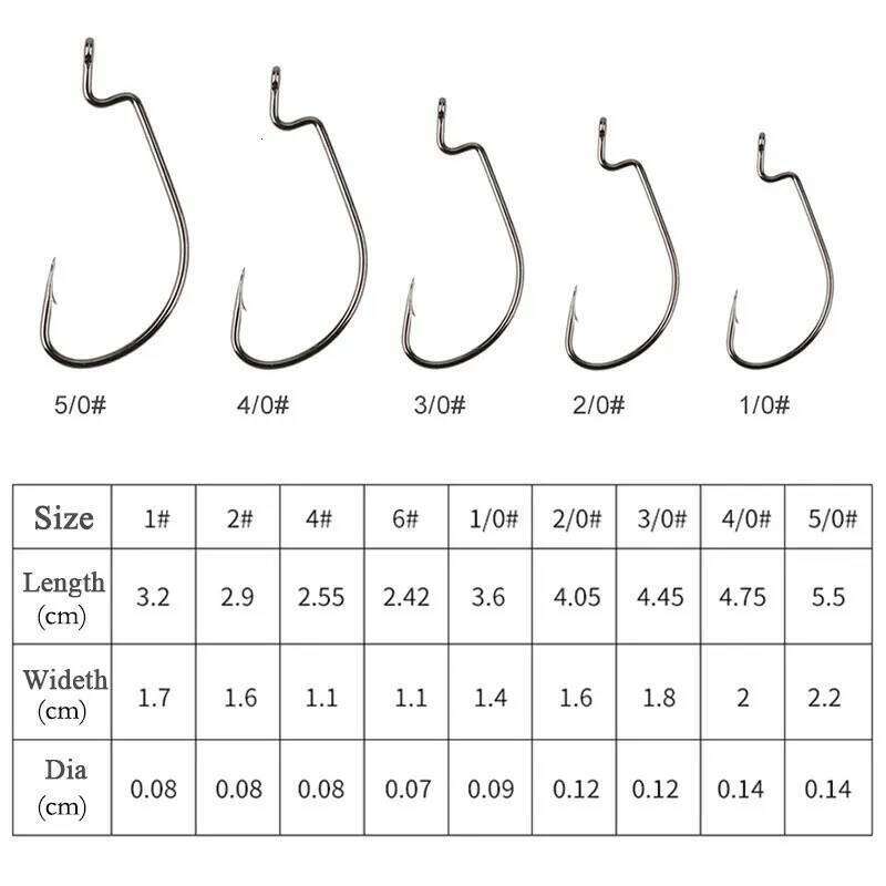 AS 50pcs/lot Texan Soft Worm High Carbon Steel Wide Super Lock Fishhooks Lure Softjerk Hooks Fishing Tackle Y260305