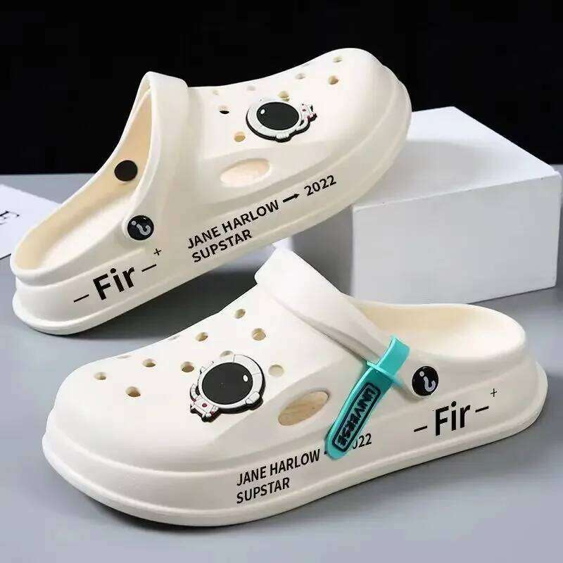 New Couple Casual Hole Men's Outer Wear Anti-slip Deodorant Free Head Drag Shoes Women's Ultra Thick Bottom Student Summer