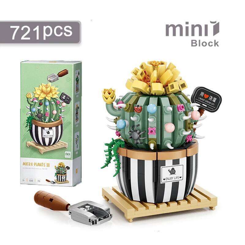 Cactus Mini Building Blocks DIY Creative Bonsai Succulent Simulation Green Plants Flowers Home Decoration Children's Toys Gifts Z260306