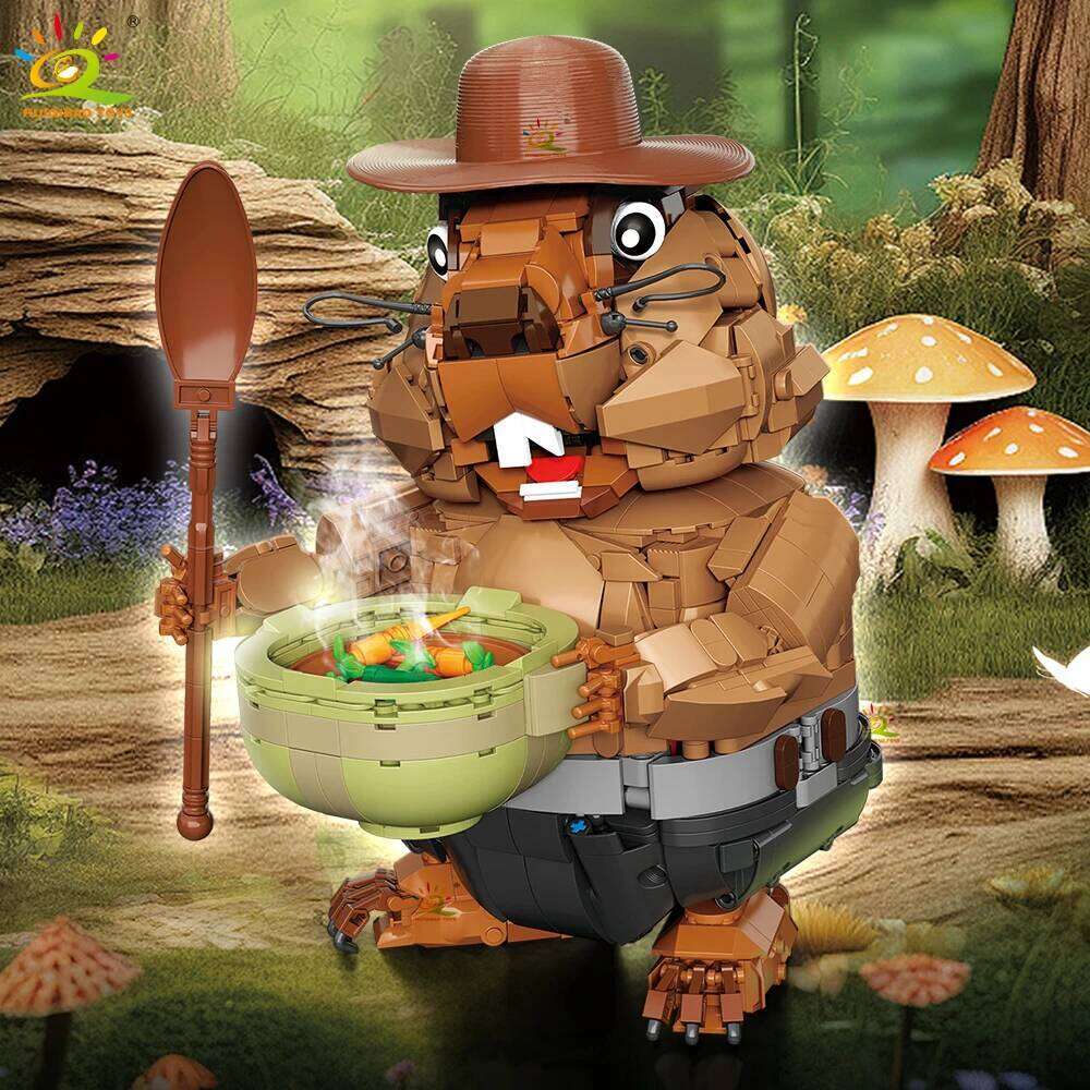 HUIQIBAO 1464PCS MOC Groundhog Model Building Block Marmot Animal Series Brick Construction Toy For Children Desk Home Decor. Z260306