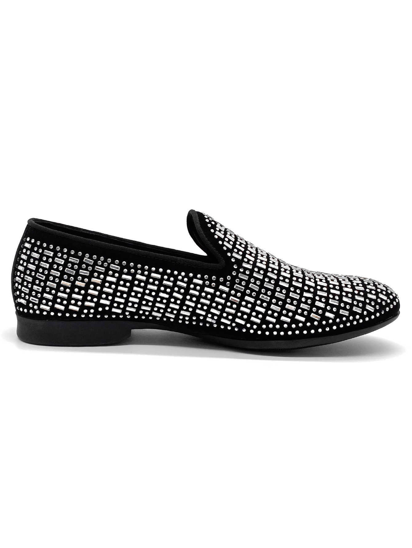 Mens Loafers Classic Slip-On Rhinestone Shoes Men Luxury Designer Party Wedding Shoes Fashion Street Dress Shoe D32