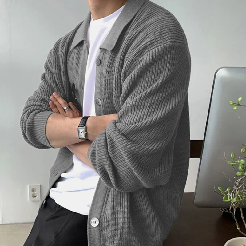 Men Fashion Daily Outerwears Cardigan Fall Winter Korean Casual Long Sleeve Sweater Baggy ThickenThermalKnitted Sweaters Male 260306